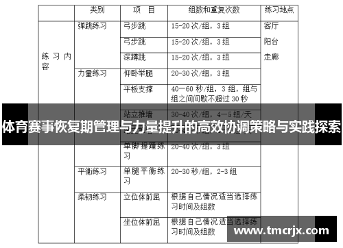 体育赛事恢复期管理与力量提升的高效协调策略与实践探索