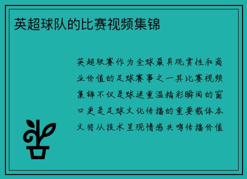 英超球队的比赛视频集锦
