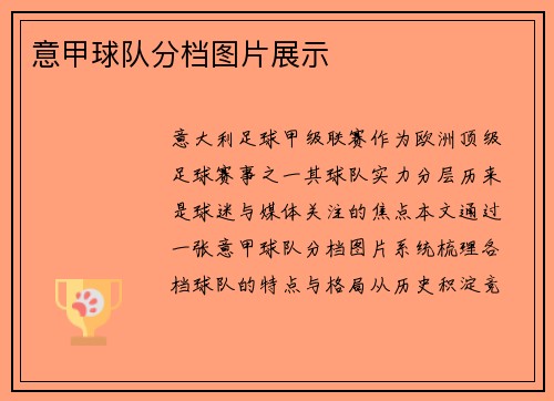 意甲球队分档图片展示